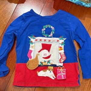 Mini Boden lift the flap Christmas shirt, sz 3-4t